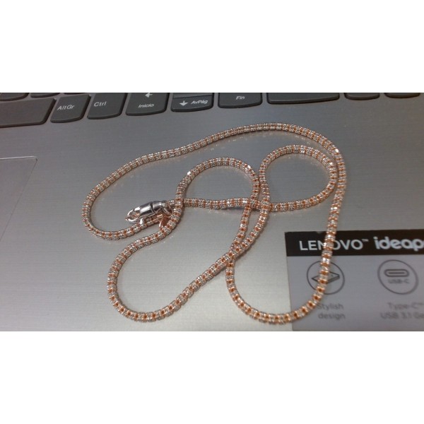 Cadena ice rosa de oro 18k 60 cm